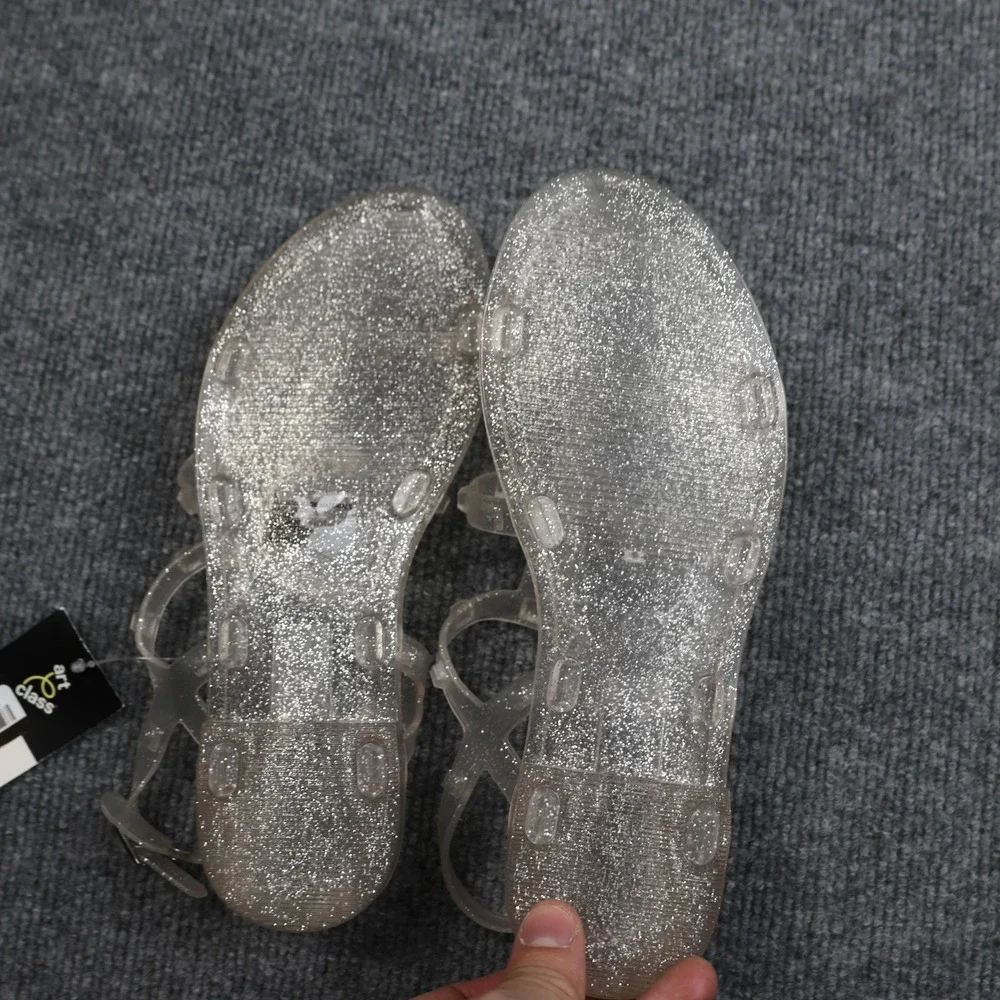 Art‎ Class Sandals Girls Size 5 Clear Silver Glitter Jelly Larkin Gladiator